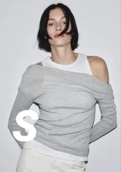ZARA ダブルレイヤー風アシンメトリーTシャツ　Sのサムネイル