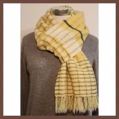 ハンドメイド新品】手織りのカシミヤ100%マフラー/ストール　＊黄色＊No.58