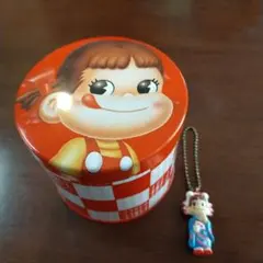 不二家ペコちゃん レトロ缶 キーホルダー 2点セット 希少品