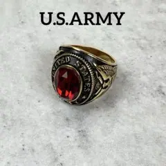 U.S.ARMY カレッジリング ゴールド×レッド 大きめ 24号