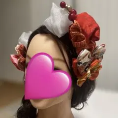 七五三　髪飾り　ヘッドドレス　着物リメイク　しぼり　ハーフ成人式