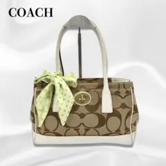 COACH シグネチャー キャンバス トートバッグ ハンドバッグ ターンロック