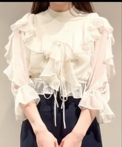 SNIDEL フリルレイヤードニットプルオーバー