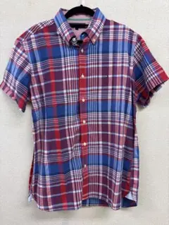 TOMMY HILFIGER チェック柄 半袖シャツ Lボタンダウン
