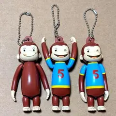 おさるのジョージ　プラプラプチフィギュアキーホルダー3個セット
