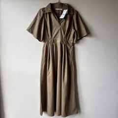 【新品タグ付】ELENCARE DUE スキッパーワンピース ベージュ F