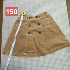 ベージュ ダブルボタン スカート コーデュロイ150
