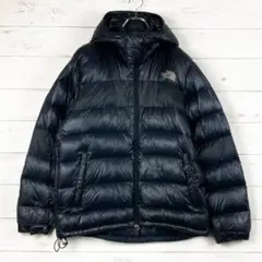 ノースフェイス　ダウン　ロゴ刺繍　700FP　ドローコード　黒　L　298