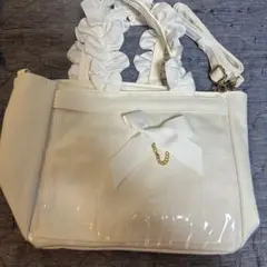 ザッカマート 2way ハンドフリルトート ホワイト　A4 痛バ