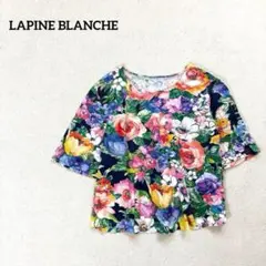 【ラピーヌブランシュ】コットン100% 半袖Tシャツ フラワー総柄のサムネイル