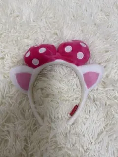 猫耳付きピンクドットカチューシャ