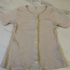 AREACODE 半袖トップス ホワイト・ワインレッドストライプ