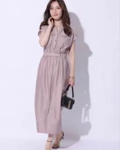 新品APuweiser-richeシャツワンピース ロング丈 半袖 ベルト付き
