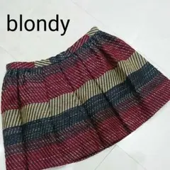 ★blondy ブロンディー 赤黄紺 チェックミニスカート★ふんわり ツイード
