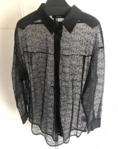 melange メラーンジュ✴︎ブラック メッシュ長袖シャツのサムネイル