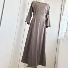 カラウティア ★ロングワンピース★七分袖★ブラウン★マキシ丈長袖半袖