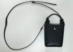 ブラック合成皮革ミニショルダーバッグ