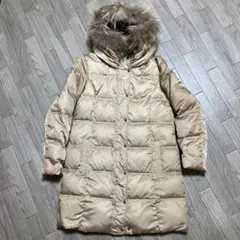 ミッシェルクラン　ベージュ フード付き ダウンジャケット