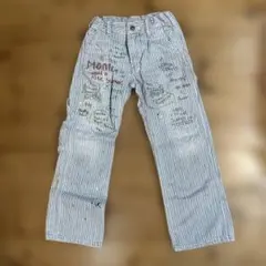 DENIM DUNGAREE ストライプ柄デニムパンツ