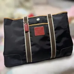 COACH トートバッグ ブラック ナイロン レザー