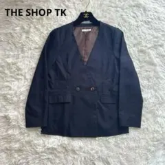 THE SHOP TK ノーカラージャケット 紺ブレ 金ボタン Mサイズ
