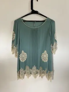 FREE'S SHOP レース装飾　五分袖チュニック