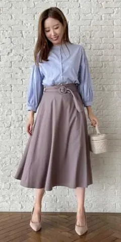 クチュールブローチ クリーニング済 ツイルベルテッドスカート 美品