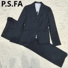P.S.FA シルク混 パンツ スーツ セットアップ ネイビー ストライプ