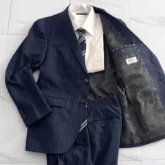 【未使用級✨】オリヒカ スーツセットアップ ストレッチ ストライプ 紺 92A5