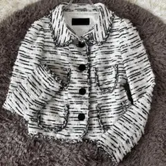 TO BE CHIC✨ツイードジャケット　パール　スナップボタン　襟　フリンジ