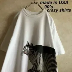 90's USA製 クリバンキャットtシャツ 白 L
