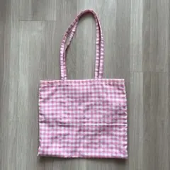 ハンドメイド　ギンガムチェック　トートバッグ　30×34.5cmのサムネイル
