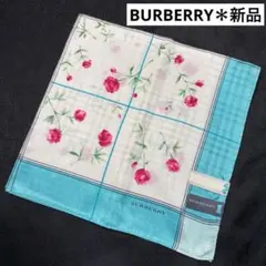 ★新品★ BURBERRY ハンカチ　スカーフ　大判　 花柄　 ㉚　バーバリー