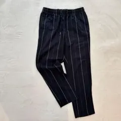 テーパードパンツ（M）ネイビー×ストライプ柄　イージー　ウエストゴム　カジュアル