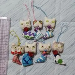 猫のストラップ　ハンドメイド　7個セット