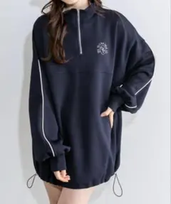 OLIVE des OLIVE 春のおでかけ配色ラインハーフジップチュニック