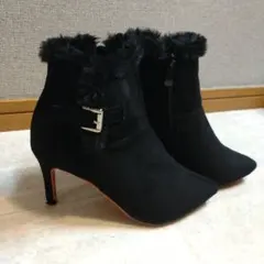 ファー付きブラックスエードブーツ