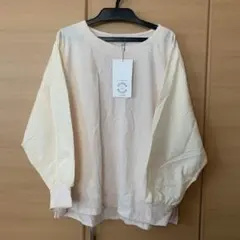 アイボリー 袖切り替え　長袖トップス L