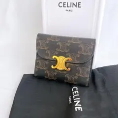 【美品 箱 袋付】セリーヌ スモールフラップウォレット 三つ折財布 総柄