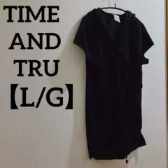 TIME AND TRU 【L/G】フード付きブラックワンピース 黒 半袖