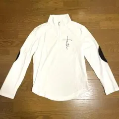 メンズ カジュアル 長袖 ジッパー ハーフジップ　白 ホワイト