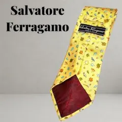 Salvatore Ferragamo ネクタイ イエロー 黄 カモ