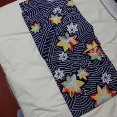 紺地 楓柄 浴衣 単品