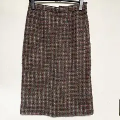 マルチカラー チェック柄 タイトスカート スカート ツイード