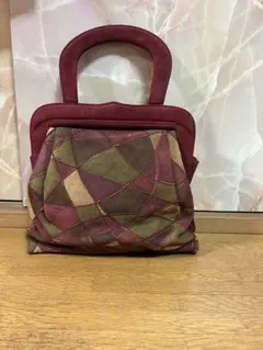 幾何学模様 スエードハンドバッグ