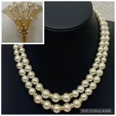 3-2874 レディースパールネックレス・ブローチ