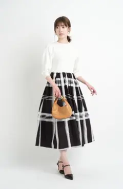 アプワイザー・リッシェ　チェックドッキングミディワンピース