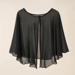 【人気商品！】結婚式　黒　羽織パーティードレスシフォンケープ◆ボレロ風ショール