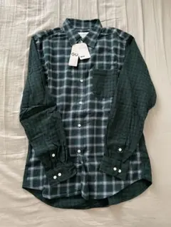 【新品・未使用】キム・ジョーンズ フランネルチェックカラーブロックシャツ 緑