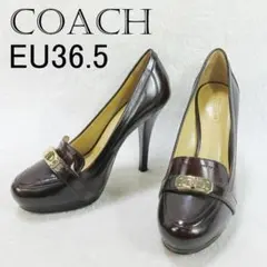 ✨美品✨COACH 厚底ハイヒール 濃茶 ゴールドトグル金具 EU36.5のサムネイル
